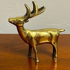 ✨Vintage Brass Reindeer Statue Figurine Christmas Holiday Decor - New!✨